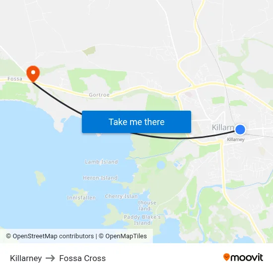 Killarney to Fossa Cross map
