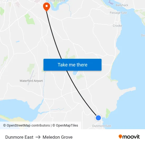 Dunmore East to Meledon Grove map