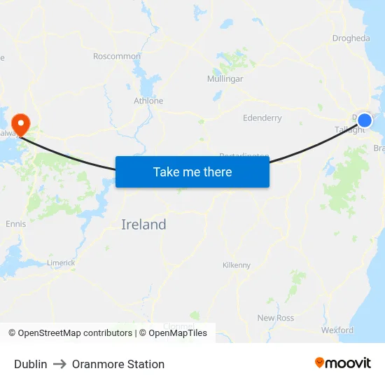 Dublin to Oranmore Station map