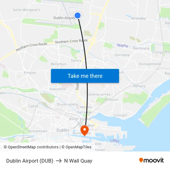 Dublin Airport (DUB) to N Wall Quay map
