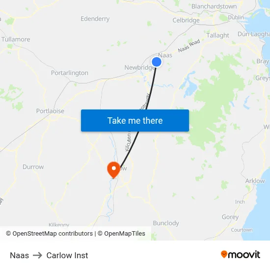 Naas to Carlow Inst map