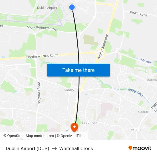 Dublin Airport (DUB) to Whitehall Cross map