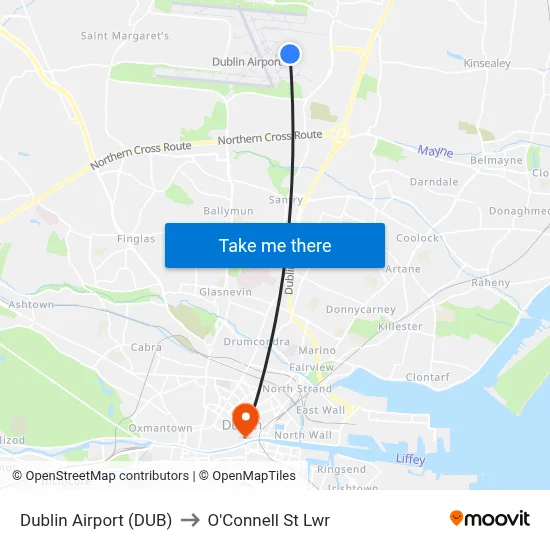 Dublin Airport (DUB) to O'Connell St Lwr map