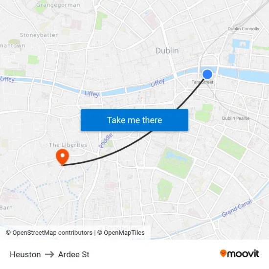 Heuston to Ardee St map