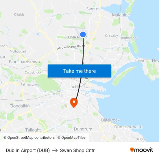 Dublin Airport (DUB) to Swan Shop Cntr map
