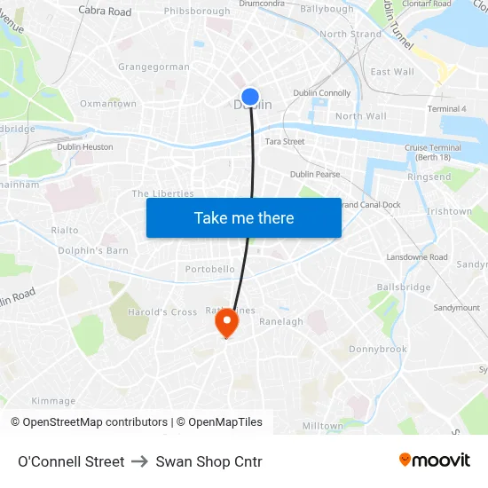 O'Connell Street to Swan Shop Cntr map