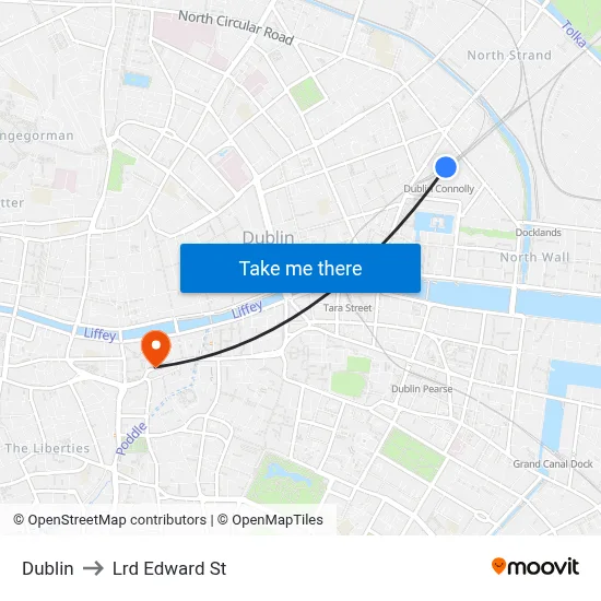 Dublin to Lrd Edward St map