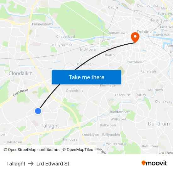 Tallaght to Lrd Edward St map