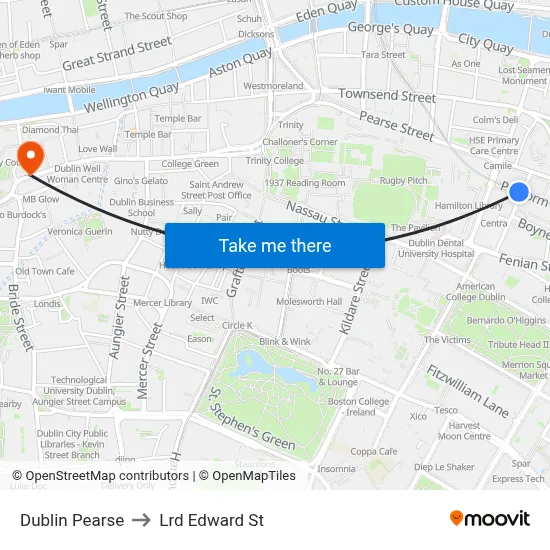Dublin Pearse to Lrd Edward St map
