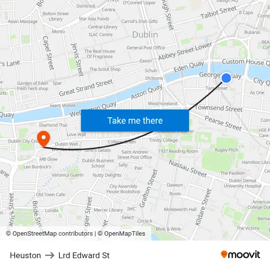 Heuston to Lrd Edward St map