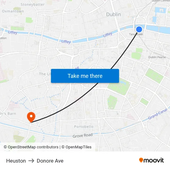 Heuston to Donore Ave map