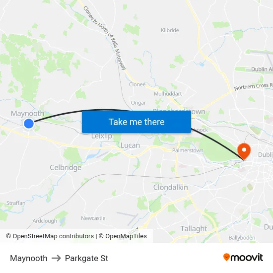 Maynooth to Parkgate St map