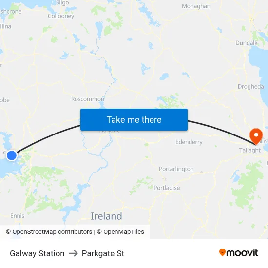 Galway Station to Parkgate St map