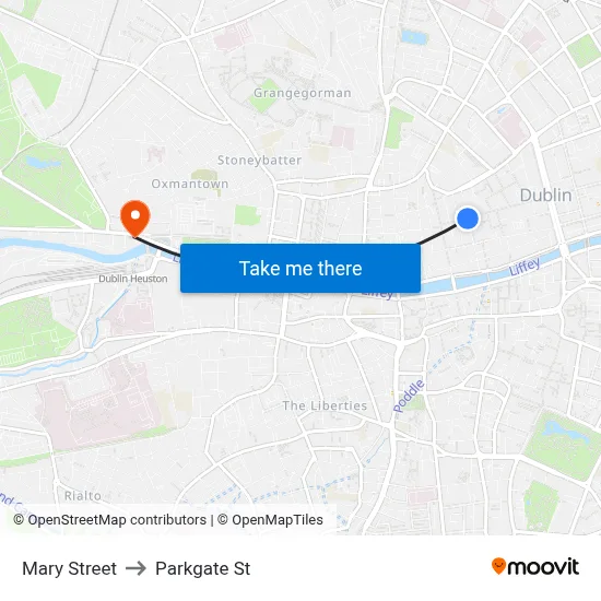 Mary Street to Parkgate St map