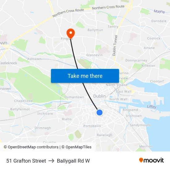 51 Grafton Street to Ballygall Rd W map