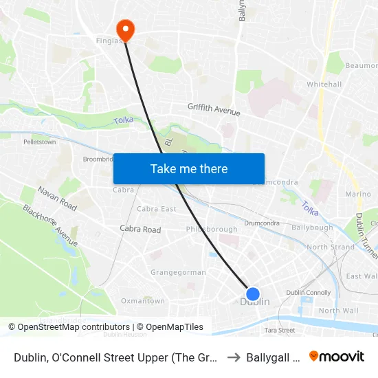 Dublin, O'Connell Street Upper (The Gresham Hotel) to Ballygall Rd W map