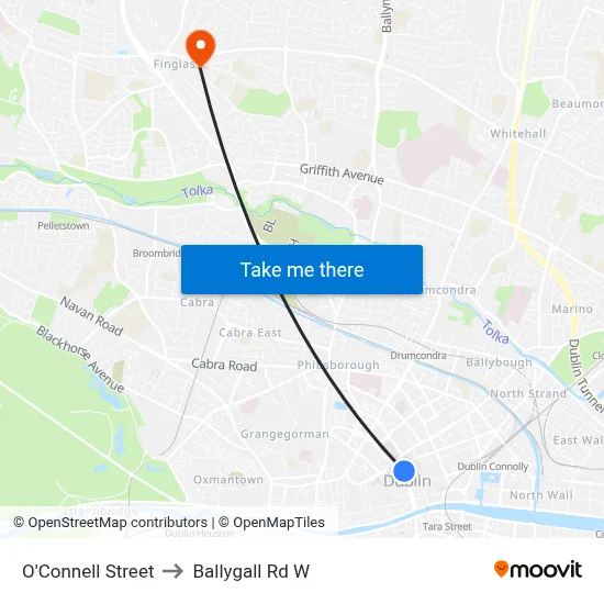 O'Connell Street to Ballygall Rd W map