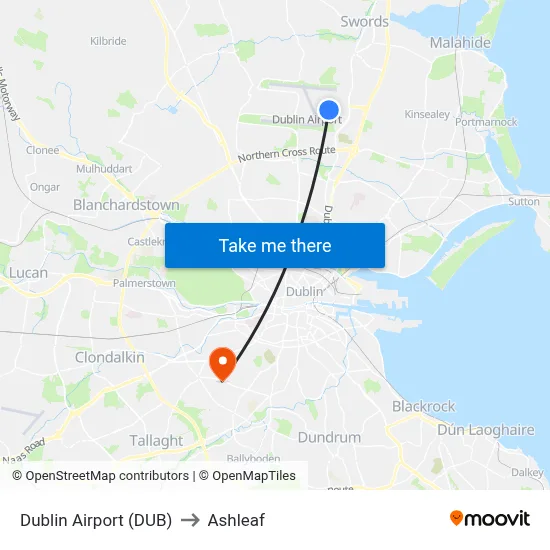 Dublin Airport (DUB) to Ashleaf map