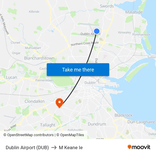 Dublin Airport (DUB) to M Keane Ie map