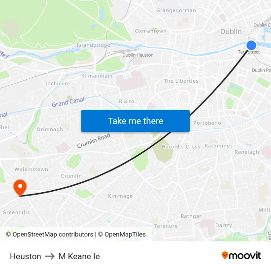Heuston to M Keane Ie map