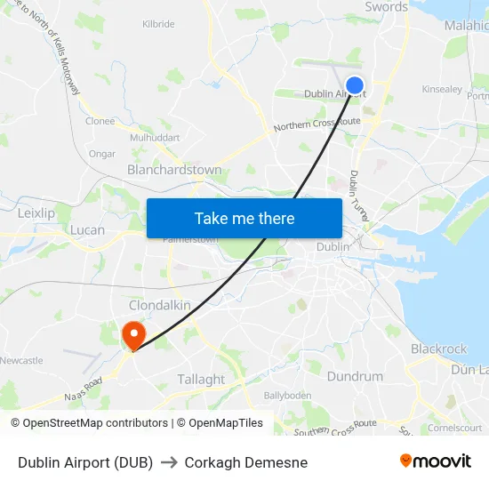 Dublin Airport (DUB) to Corkagh Demesne map
