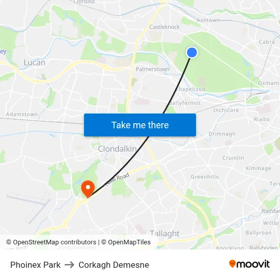 Phoinex Park to Corkagh Demesne map