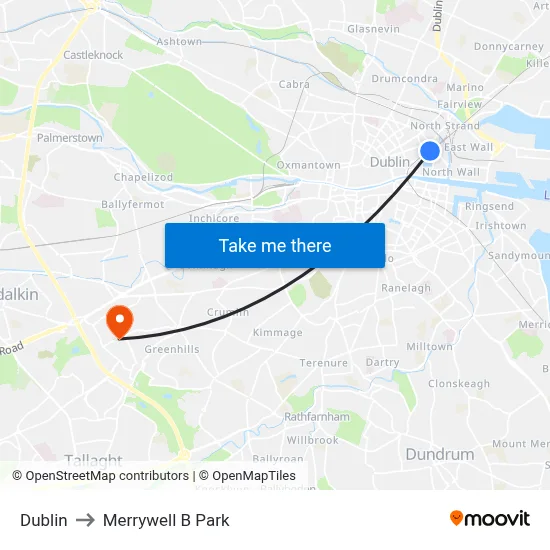 Dublin to Merrywell B Park map