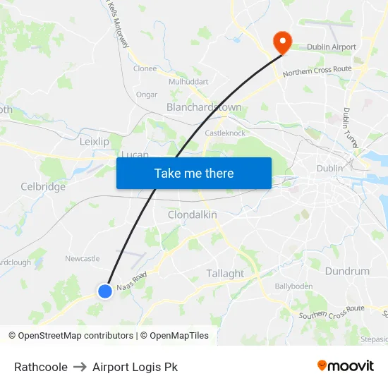 Rathcoole to Airport Logis Pk map