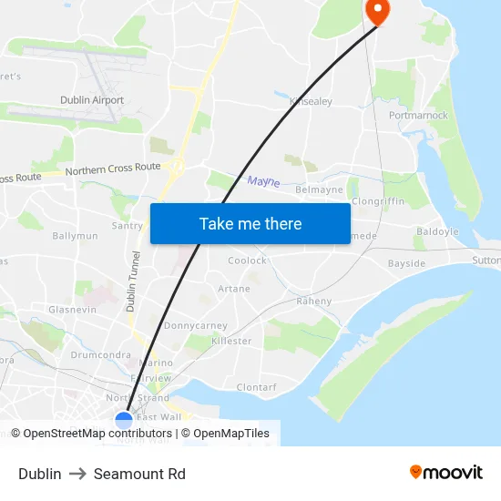 Dublin to Seamount Rd map