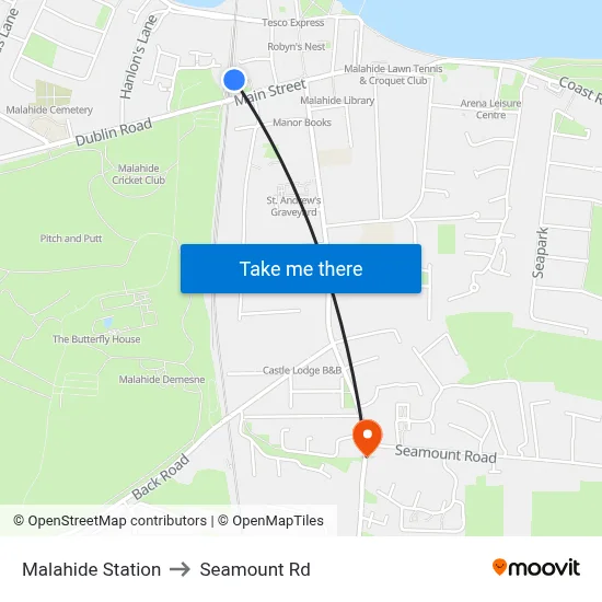 Malahide Station to Seamount Rd map