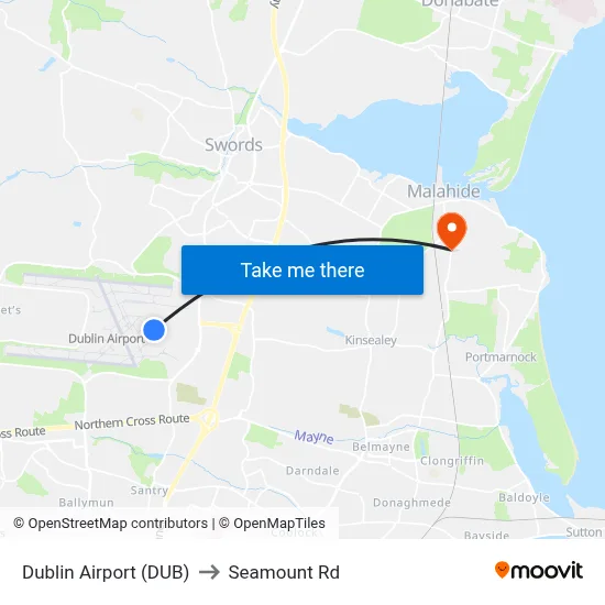 Dublin Airport (DUB) to Seamount Rd map