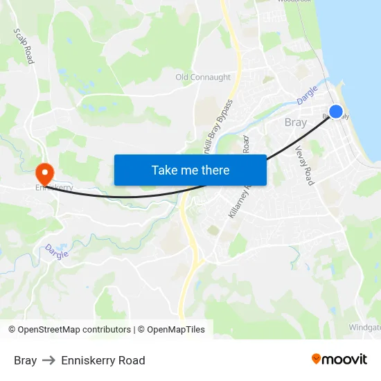 Bray to Enniskerry Road map