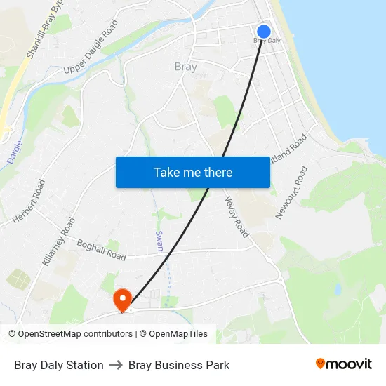Bray Daly Station to Bray Business Park map