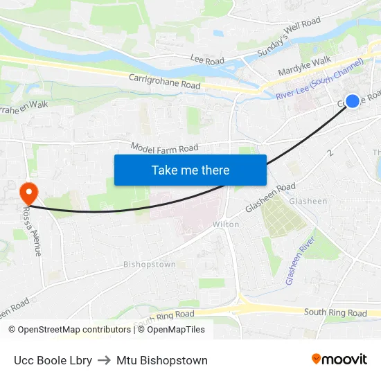 Ucc Boole Lbry to Mtu Bishopstown map