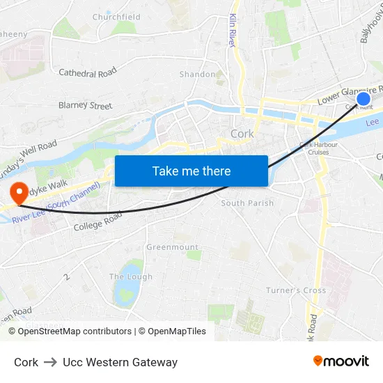 Cork to Ucc Western Gateway map