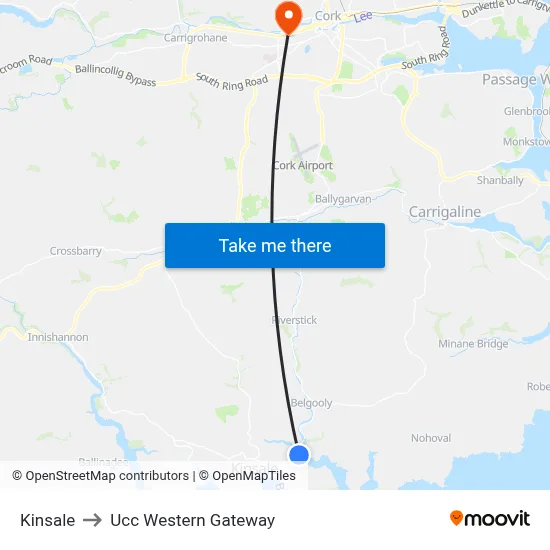 Kinsale to Ucc Western Gateway map