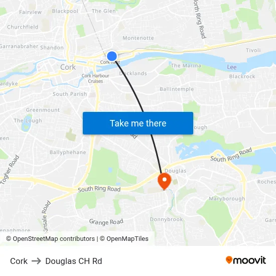 Cork to Douglas CH Rd map