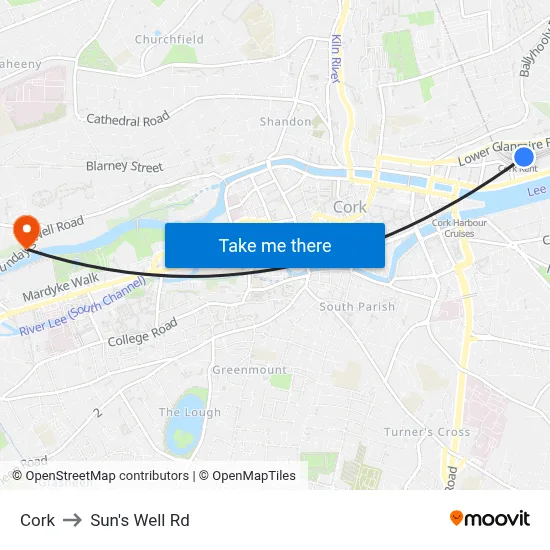 Cork to Sun's Well Rd map