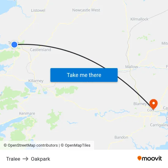 Tralee to Oakpark map