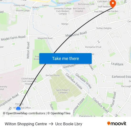 Wilton Shopping Centre to Ucc Boole Lbry map