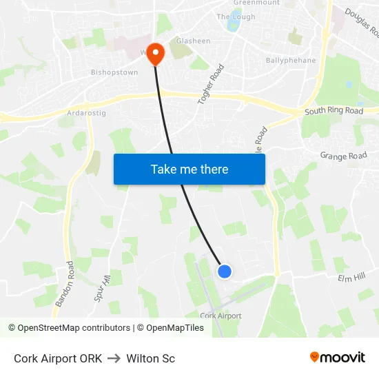 Cork Airport ORK to Wilton Sc map