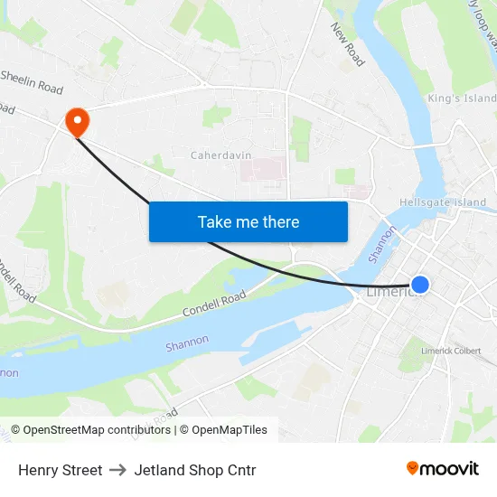 Henry Street to Jetland Shop Cntr map