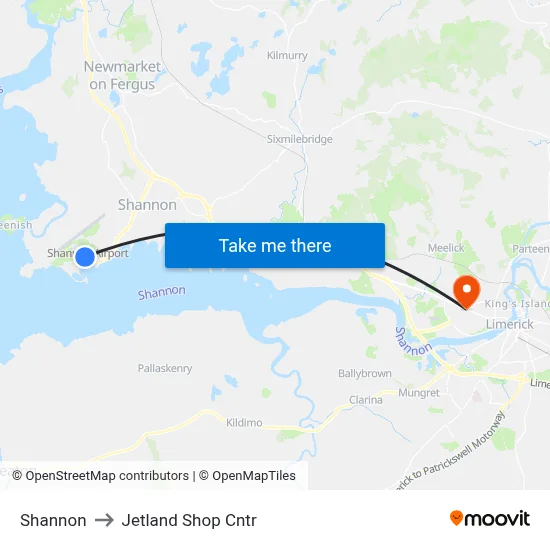 Shannon to Jetland Shop Cntr map