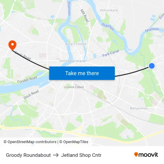 Groody Roundabout to Jetland Shop Cntr map