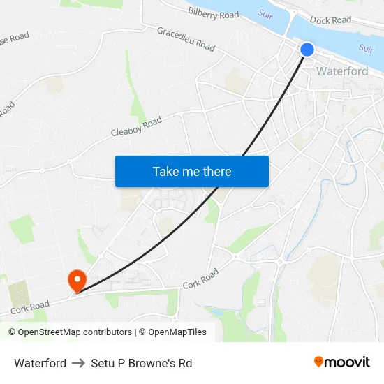 Waterford to Setu P Browne's Rd map