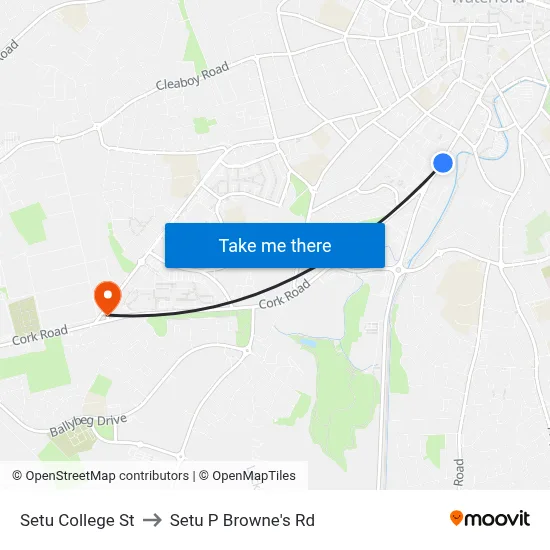 Setu College St to Setu P Browne's Rd map
