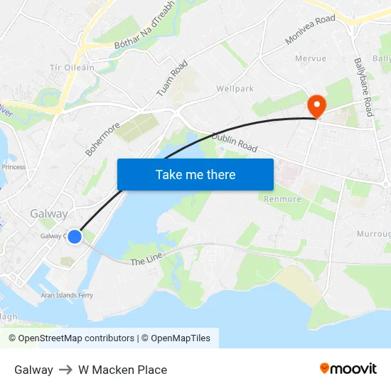 Galway to W Macken Place map