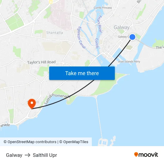 Galway to Salthill Upr map