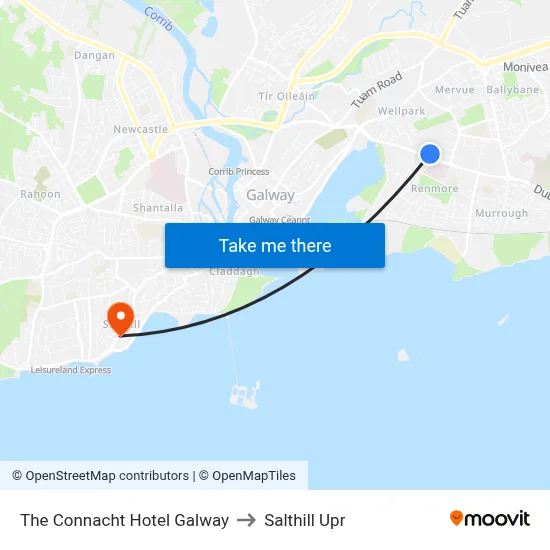 The Connacht Hotel Galway to Salthill Upr map