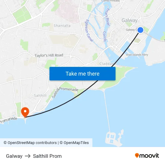 Galway to Salthill Prom map